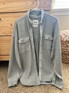 aerie Gray Waffle Knit Top